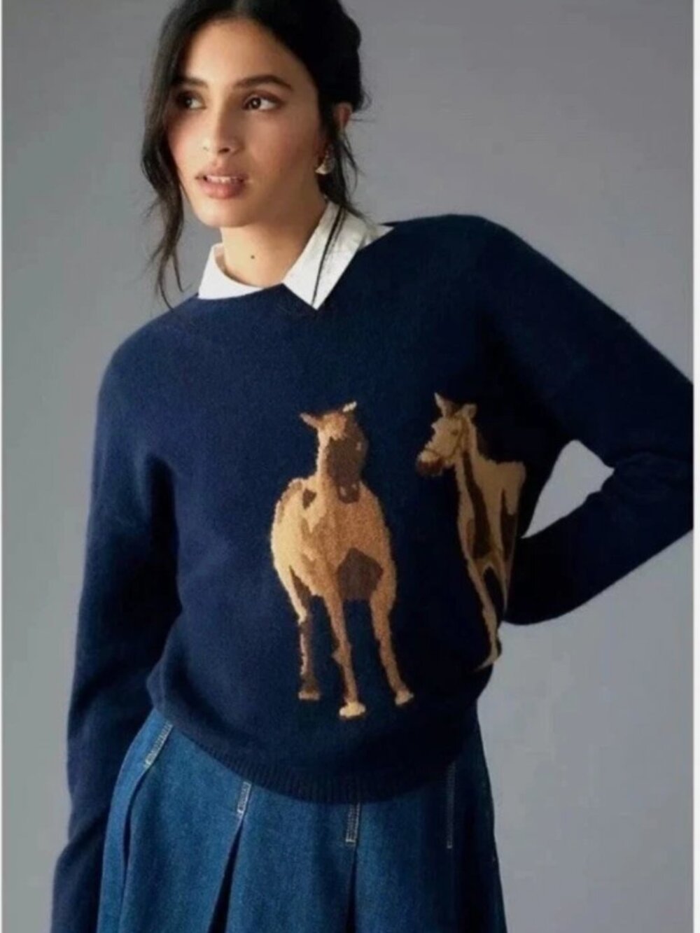 Anthropologie Maeve Cashmere Intarsia Sweater